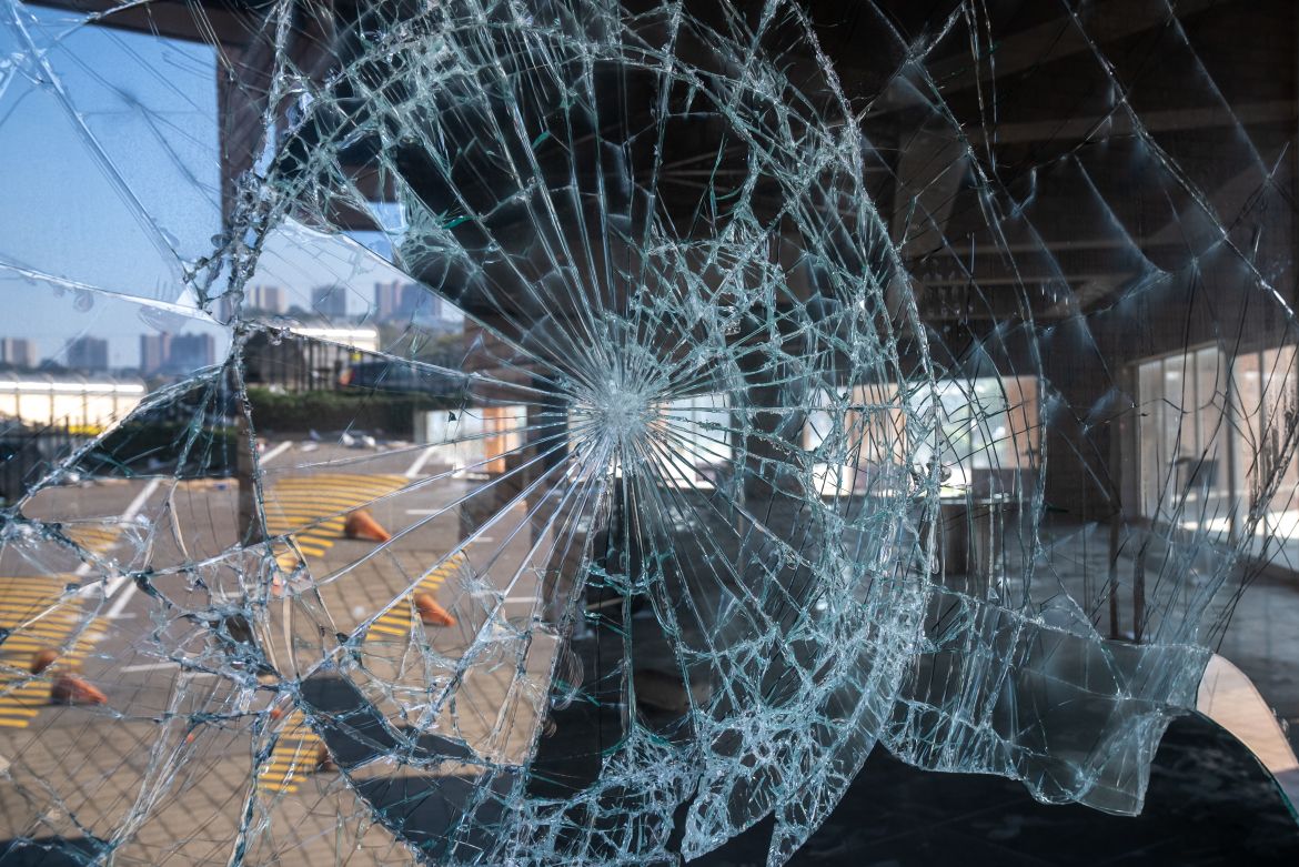 Smashed shop window